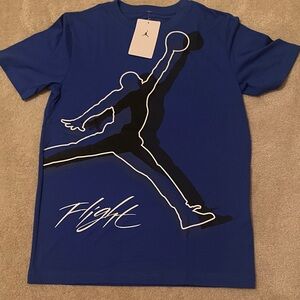 Jordan Blue Short-Sleeve Flight Tee with Black Jumpman Graphic
